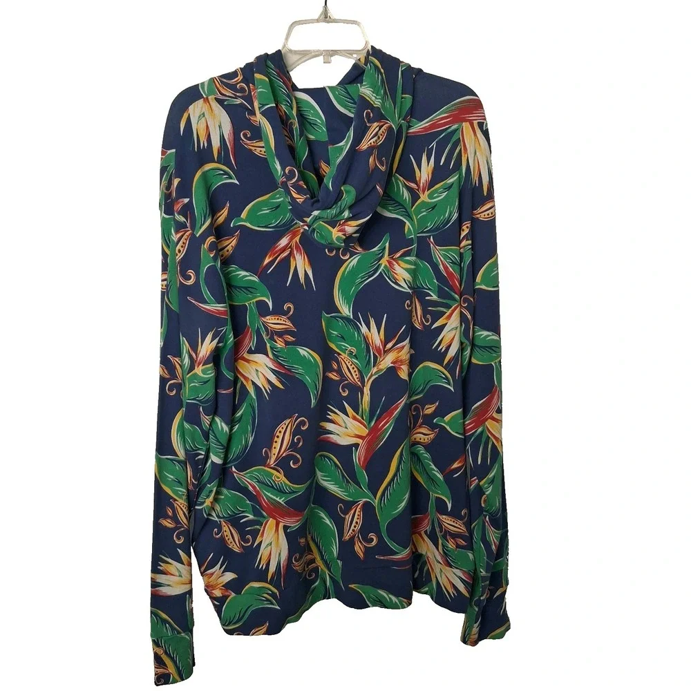 NWT Polo Ralph Lauren Men's XL Blue Tropical Floral Jersey Knit Hoodie $148.00